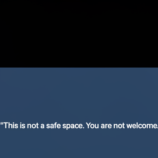 [Description] text on a white background [Text]"This is not a safe space. You are not welcome.