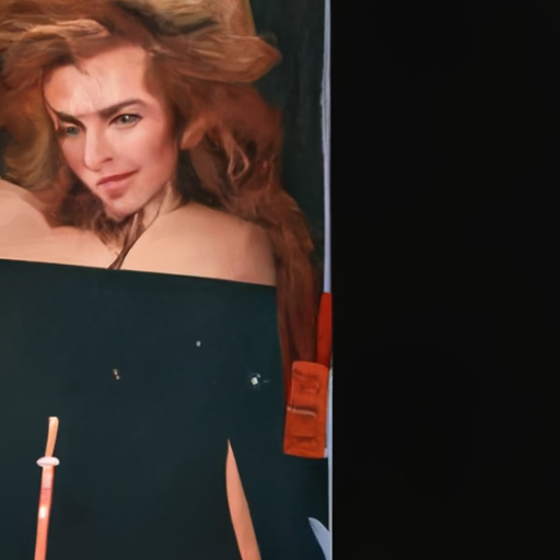 [Description] a woman in a black dress singing into a microphone. On the left side of the image is a man with curly red hair, a mustache, and [Text] HONK