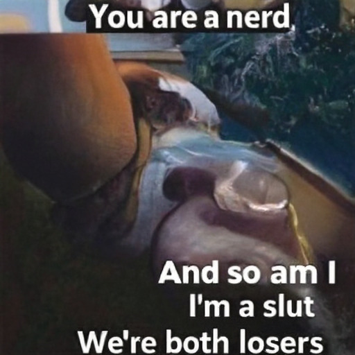  You are a nerd  And so am I  I'm a slut  We're both losers