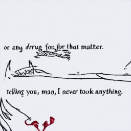  or any drug for that matter.
 I'm
 telling you, man, I never took anything.