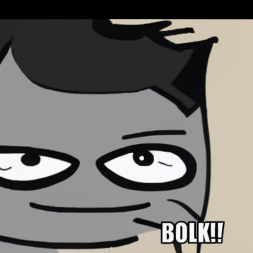 [Description] a cartoon face with a serious expression on it, captioned: ` [Text] BONK!