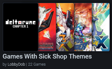 a Backloggd list: games with sick shop themes