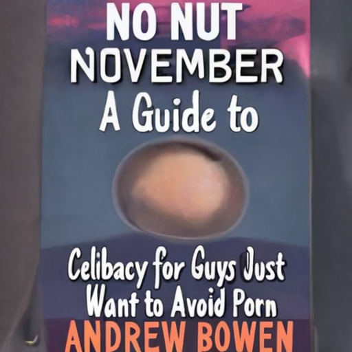 [Description] Book cover for No Nut November. [Text]NO NUT [newline] NOVEMBER [newline] A Guide to [newline] Celibacy for Guys Who Just [newline] Want to Avoid Porn [newline] ANDREW BOWEN