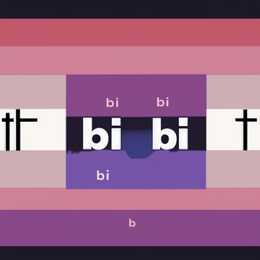 [Description] rainbow pride flag with bisexual symbol at the center. On the right, the bisexual symbol is outlined in rainbow colors. On the left, the bisexual symbol [Text] bi [newline]  bi [newline]  bi [newline]  bi
