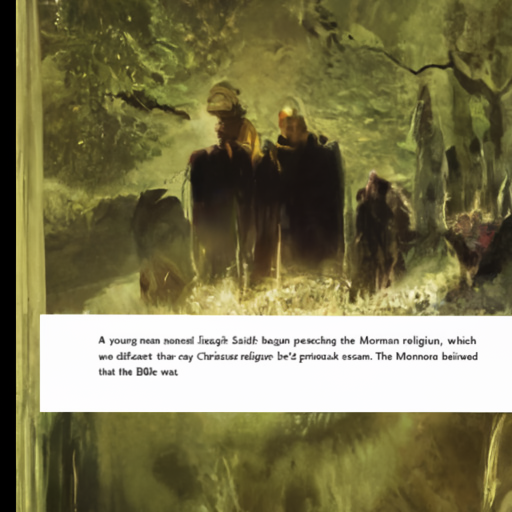 [Description] a photo of the front cover of The Prophet in the Wilderness by PERSON. [Text]A young man named Joseph Smith began preaching the Mormon religion, which [newline] was different than any Christian religion he'd previously known. The Mormons believed [newline] that the Bible was