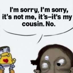  I'm sorry, I'm sorry,
 it's not me, it's-it's my
 cousin. No.