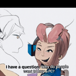  I have a question: Why do people
 want to buy a PC?