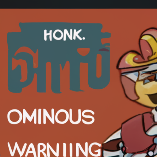 [Description] a screenshot of the ` [Text] HONK. [newline]  OMINOUS [newline]  WARNING