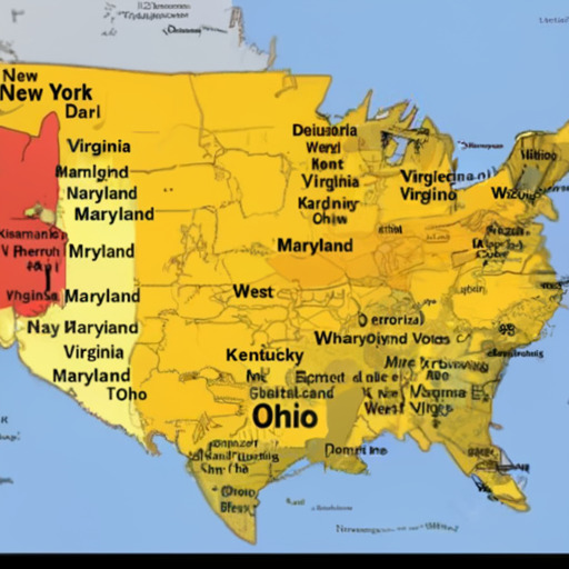 [Description] map of the United States. On the map, the state of Maryland is shown in yellow. The state is bounded by the Chesapeake Bay on the [Text] Pennsylvania [newline]  New Jersey [newline]  Delmarva [newline]  New York [newline]  Dari [newline]  Delaware [newline]  Virginia [newline]  West [newline]  Virginia [newline]  Maryland [newline]  Washington [newline]  Maryland [newline]  New [newline]  Virginia [newline]  Maryland [newline]  Virginia [newline]  Kentucky [newline]  Maryland [newline]  Maryland [newline]  Maryland [newline]  Kentucky [newline]  Maryland [newline]  Maryland [newline]  Ohio [newline]  Maryland [newline]  Ohio [newline]  West [newline]  Virginia [newline]  Maryland [newline]  Virginia [newline]  Virginia [newline]  Virginia [newline]  Maryland [newline]  Ohio [newline]  Kentucky [newline]  Kentucky [newline]  Maryland [newline]  Ohio [newline]  Ohio [newline]  West Virginia [newline]  West [newline]  Virginia [newline]  Maryland [newline]  Maryland [newline]  Virginia [newline]  Kentucky [newline]  Maryland [newline]  Virginia [newline]  Kentucky [newline]  Maryland [newline]  Kentucky
