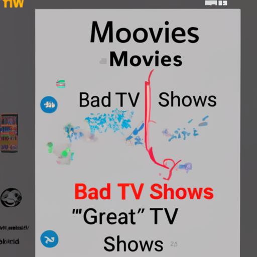 [Description] diagram of media categories, with the text labels ` [Text] TV [newline]  Movies [newline]  Movies [newline]  Bad TV Shows [newline] "Great" TV [newline]  Shows