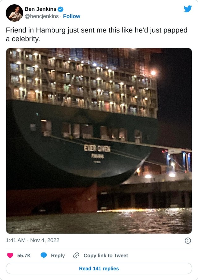 Friend in Hamburg just sent me this like he'd just papped a celebrity. pic.twitter.com/iZ9Y073hpX

— Ben Jenkins (@bencjenkins) November 4, 2022
