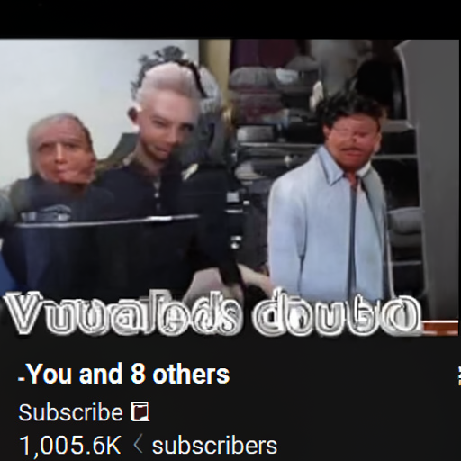 [Description] screenshot of a screenshot of a YouTube video titled PERSON and the Workers [Text] You and 8 others [newline]  Subscribe [newline]  1,005.6K subscribers