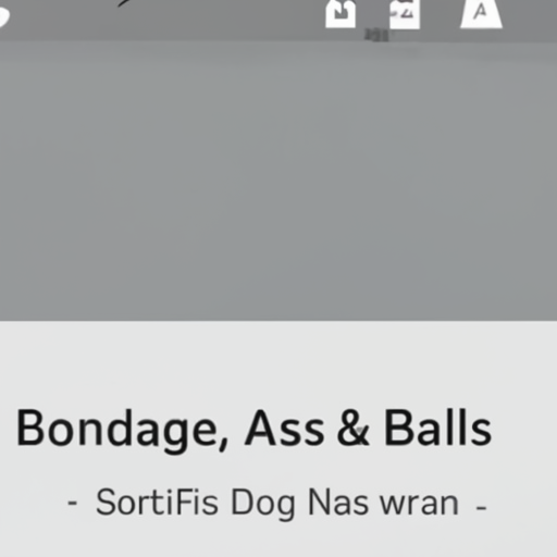 [Description] white screen with a logo for the site, followed by text. [Text]Bondage, Ass & Balls