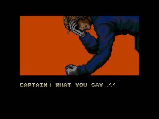 A screenshot from the 1989 video game "Zero Wing." The screen depicts a man dressed in blue, facepalming and the words "CAPTIAN: WHAT YOU SAY ! !" 