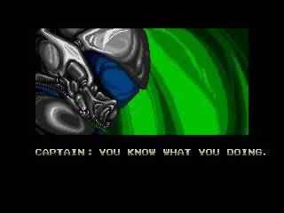 A screenshot from the 1989 video game "Zero Wing." The screen depicts a man in a space helmet "CAPTAIN: YOU KNOW WHAT YOU DOING" 