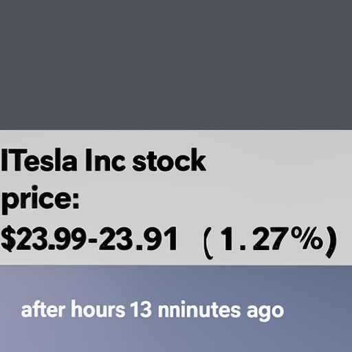 [Description] Tesla Inc stock price is falling. Text: [Text] Tesla Inc stock [newline]  price: [newline] $23.99-23.91 (1.27%) [newline]  after hours 13 minutes ago