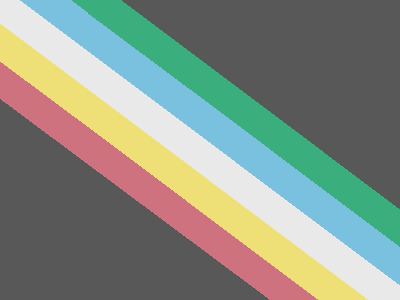 a “Straight Diagonal” version of the Disability   Pride Flag: A charcoal grey flag with a diagonal band from  the top left   to bottom right corner, made up of five parallel stripes in  red,  gold,  pale grey, blue, and green Description ends. 